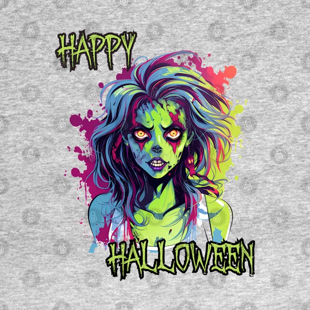 Spooky Zombie Girl Happy Halloween by DivShot 